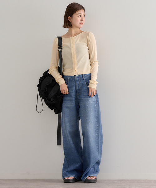 U by SPICK&SPAN(ユーバイスピックアンドスパン)の「グリッタールーズバギーデニム(デニムパンツ・レディース・ブルー・36/38/34)」の9枚目の写真