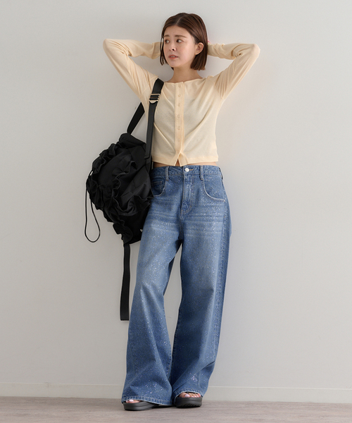 U by SPICK&SPAN(ユーバイスピックアンドスパン)の「グリッタールーズバギーデニム(デニムパンツ・レディース・ブルー・36/38/34)」の8枚目の写真
