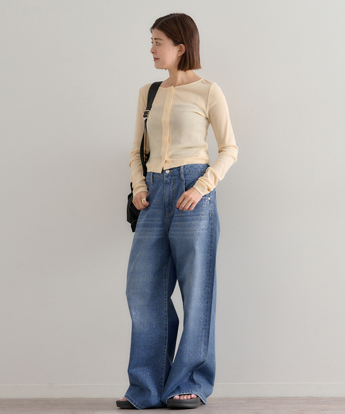 U by SPICK&SPAN(ユーバイスピックアンドスパン)の「グリッタールーズバギーデニム(デニムパンツ・レディース・ブルー・36/38/34)」の7枚目の写真