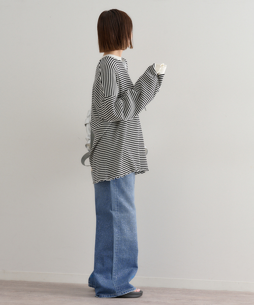 U by SPICK&SPAN(ユーバイスピックアンドスパン)の「グリッタールーズバギーデニム(デニムパンツ・レディース・ブルー・36/38/34)」の4枚目の写真