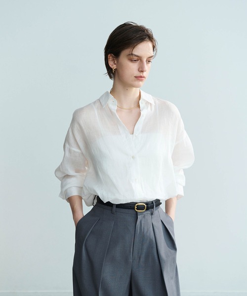 N.O.R.C（ノーク）の「麻シアーシャツ（シャツ/ブラウス・レディース・ピンク/ブラウン/オフホワイト/ブラック・フリー）」の12枚目の写真