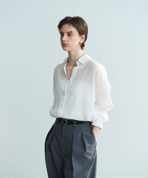 N.O.R.C（ノーク）の「麻シアーシャツ（シャツ/ブラウス・レディース・ピンク/ブラウン/オフホワイト/ブラック・フリー）」の13枚目の写真