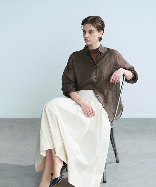 N.O.R.C（ノーク）の「麻シアーシャツ（シャツ/ブラウス・レディース・ピンク/ブラウン/オフホワイト/ブラック・フリー）」の18枚目の写真