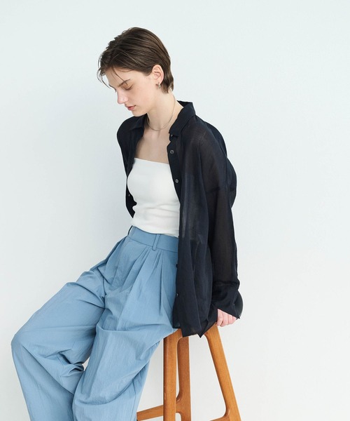 N.O.R.C（ノーク）の「麻シアーシャツ（シャツ/ブラウス・レディース・ピンク/ブラウン/オフホワイト/ブラック・フリー）」の21枚目の写真