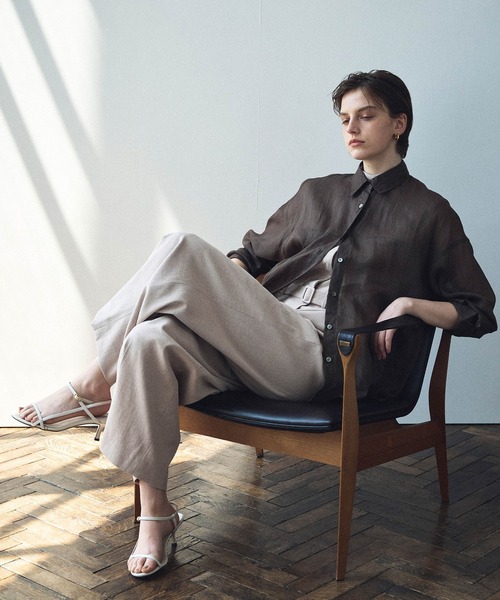 N.O.R.C（ノーク）の「麻シアーシャツ（シャツ/ブラウス・レディース・ピンク/ブラウン/オフホワイト/ブラック・フリー）」の5枚目の写真