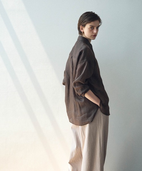 N.O.R.C（ノーク）の「麻シアーシャツ（シャツ/ブラウス・レディース・ピンク/ブラウン/オフホワイト/ブラック・フリー）」の7枚目の写真