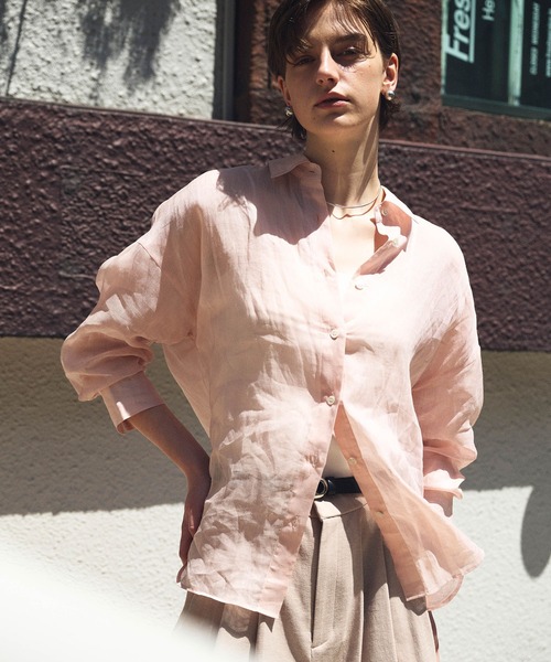 N.O.R.C（ノーク）の「麻シアーシャツ（シャツ/ブラウス・レディース・ピンク/ブラウン/オフホワイト/ブラック・フリー）」の8枚目の写真