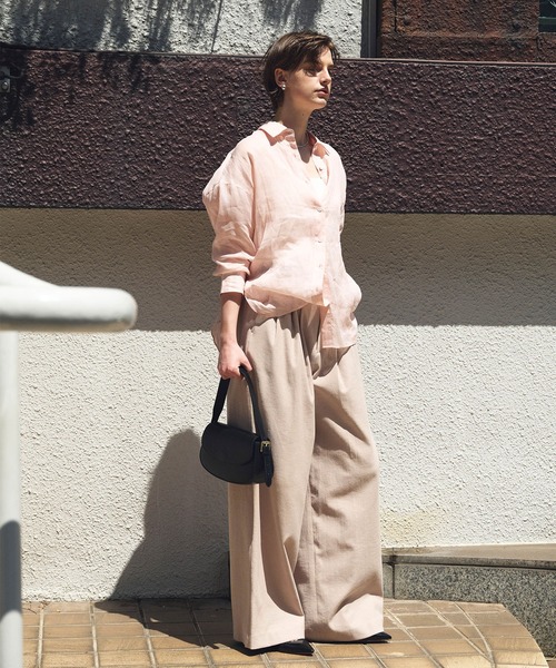 N.O.R.C（ノーク）の「麻シアーシャツ（シャツ/ブラウス・レディース・ピンク/ブラウン/オフホワイト/ブラック・フリー）」の9枚目の写真