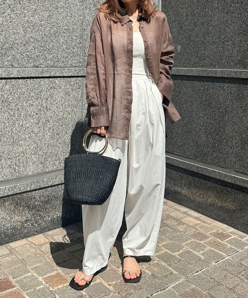 N.O.R.C（ノーク）の「麻シアーシャツ（シャツ/ブラウス・レディース・ピンク/ブラウン/オフホワイト/ブラック・フリー）」の11枚目の写真