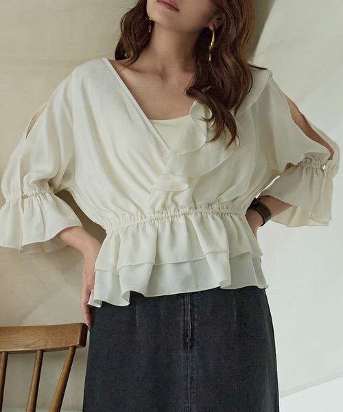 asymmetrical frill blouse / アシンメトリーフリルブラウス