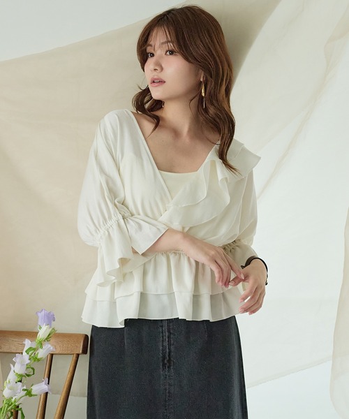 PRIORITYアシンメトリーフリル衿ブラウス asymmetrical frill blouse / アシンメトリーフリルブラウス