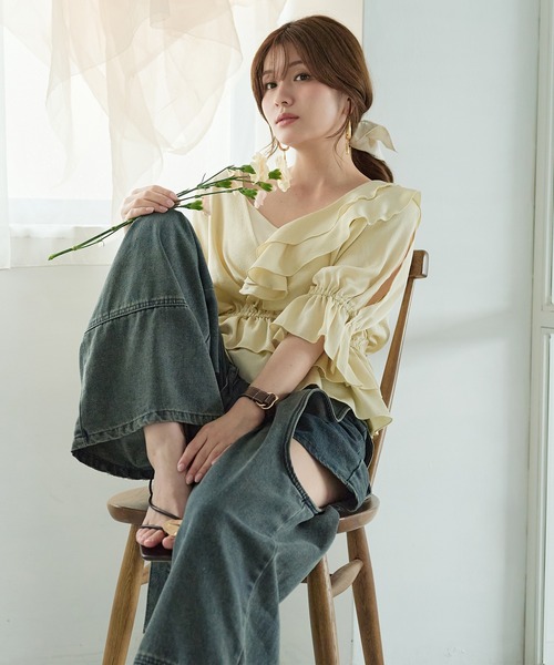 mideal（マイディール）の「asymmetrical frill blouse