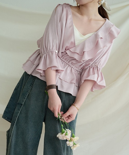 mideal（マイディール）の「asymmetrical frill blouse