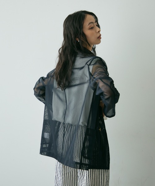 Trish(トリッシュ)の「メッシュシアーテーラードJK(テーラードジャケット・レディース・ネイビー/ブラウン・MEDIUM)」の15枚目の写真