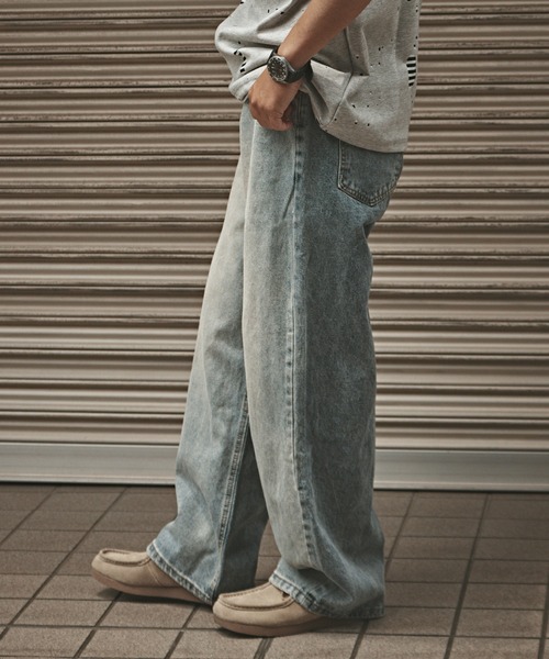 ALL RUNS(オールランズ)の「Washed Vintage-Like Denim Pants / ウォッシュ加工 ヴィンテージライクデニムパンツ メンズ 秋物 秋服 2026年秋冬(デニムパンツ・メンズ・ブラック/ライトブルー・M/L)」の2枚目の写真