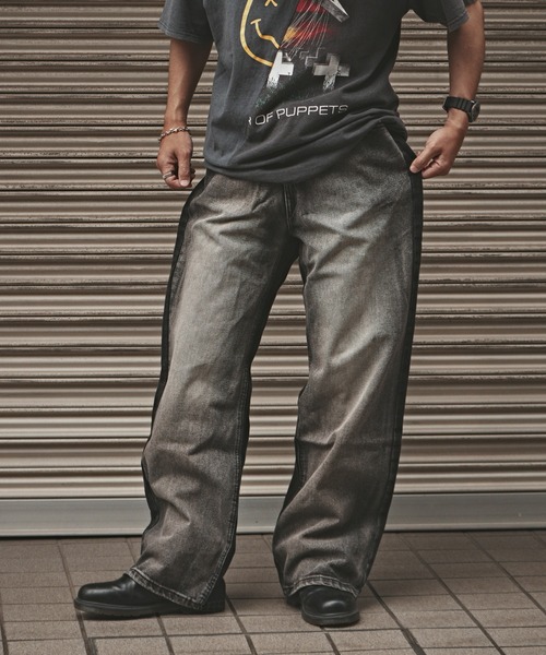ALL RUNS(オールランズ)の「Washed Vintage-Like Denim Pants / ウォッシュ加工 ヴィンテージライクデニムパンツ メンズ 秋物 秋服 2026年秋冬(デニムパンツ・メンズ・ブラック/ライトブルー・M/L)」の1枚目の写真
