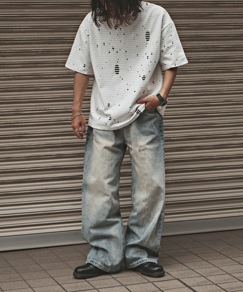 ALL RUNS(オールランズ)の「Washed Vintage-Like Denim Pants / ウォッシュ加工 ヴィンテージライクデニムパンツ メンズ 秋物 秋服 2026年秋冬(デニムパンツ・メンズ・ブラック/ライトブルー・M/L)」の10枚目の写真