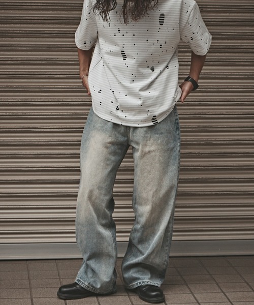 ALL RUNS(オールランズ)の「Washed Vintage-Like Denim Pants / ウォッシュ加工 ヴィンテージライクデニムパンツ メンズ 秋物 秋服 2026年秋冬(デニムパンツ・メンズ・ブラック/ライトブルー・M/L)」の8枚目の写真