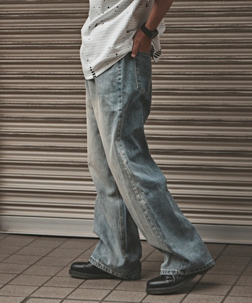 ALL RUNS(オールランズ)の「Washed Vintage-Like Denim Pants / ウォッシュ加工 ヴィンテージライクデニムパンツ メンズ 秋物 秋服 2026年秋冬(デニムパンツ・メンズ・ブラック/ライトブルー・M/L)」の9枚目の写真