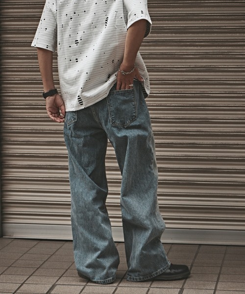 ALL RUNS(オールランズ)の「Washed Vintage-Like Denim Pants / ウォッシュ加工 ヴィンテージライクデニムパンツ メンズ 秋物 秋服 2026年秋冬(デニムパンツ・メンズ・ブラック/ライトブルー・M/L)」の12枚目の写真