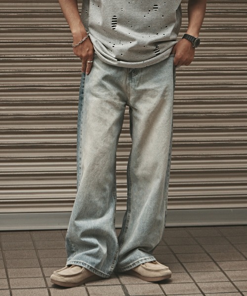 ALL RUNS(オールランズ)の「Washed Vintage-Like Denim Pants / ウォッシュ加工 ヴィンテージライクデニムパンツ メンズ 秋物 秋服 2026年秋冬(デニムパンツ・メンズ・ブラック/ライトブルー・M/L)」の3枚目の写真