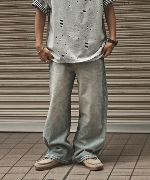ALL RUNS(オールランズ)の「Washed Vintage-Like Denim Pants / ウォッシュ加工 ヴィンテージライクデニムパンツ メンズ 秋物 秋服 2026年秋冬(デニムパンツ・メンズ・ブラック/ライトブルー・M/L)」の4枚目の写真