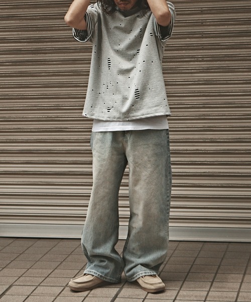 ALL RUNS(オールランズ)の「Washed Vintage-Like Denim Pants / ウォッシュ加工 ヴィンテージライクデニムパンツ メンズ 秋物 秋服 2026年秋冬(デニムパンツ・メンズ・ブラック/ライトブルー・M/L)」の6枚目の写真