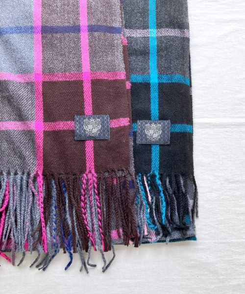 Q(キュー)の「ブロックチェックストール(ストール/ショール・レディース・ブラウン系その他/ブラック系その他・ONE SIZE)」の5枚目の写真