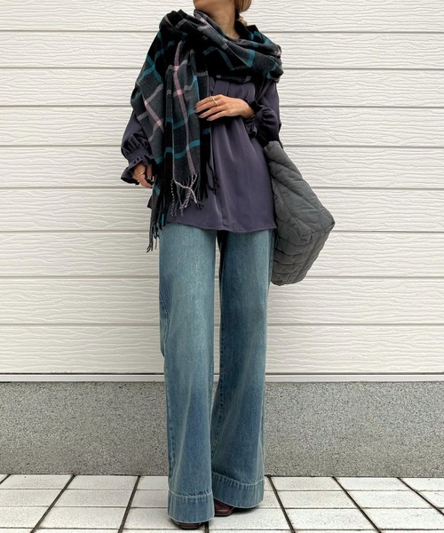 Q(キュー)の「ブロックチェックストール(ストール/ショール・レディース・ブラウン系その他/ブラック系その他・ONE SIZE)」の8枚目の写真