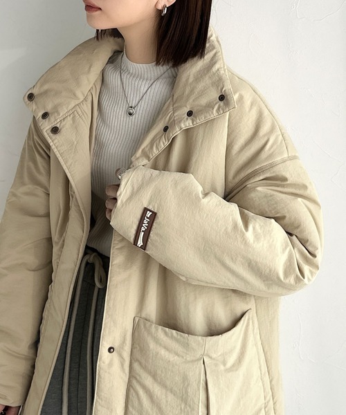 Java（ジャバ）の「《JaVaジャバコラボ》 ヘビロテ確定♪ゆったり暖か一軍アウター！スタンドカラービックポケットナイロンブルゾン（ブルゾン・レディース・ブラック/ベージュ・X-LARGE/SMALL/MEDIUM/LARGE）」の13枚目の写真