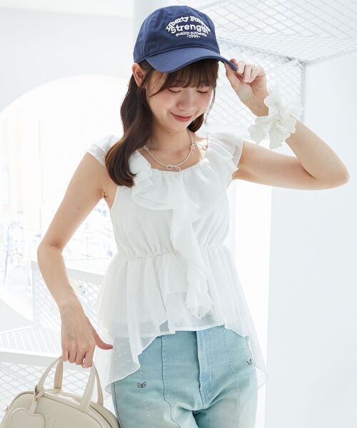 MAJESTIC LEGON（マジェスティックレゴン）の「フリルビスチェ（キャミソール・レディース・ブルー系その他5/アイボリー/ブラック・MEDIUM）」の8枚目の写真