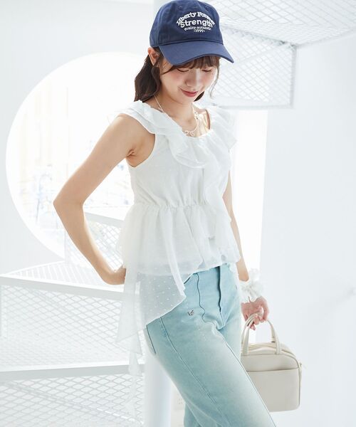 MAJESTIC LEGON（マジェスティックレゴン）の「フリルビスチェ（キャミソール・レディース・ブルー系その他5/アイボリー/ブラック・MEDIUM）」の9枚目の写真