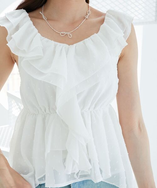 MAJESTIC LEGON（マジェスティックレゴン）の「フリルビスチェ（キャミソール・レディース・ブルー系その他5/アイボリー/ブラック・MEDIUM）」の11枚目の写真