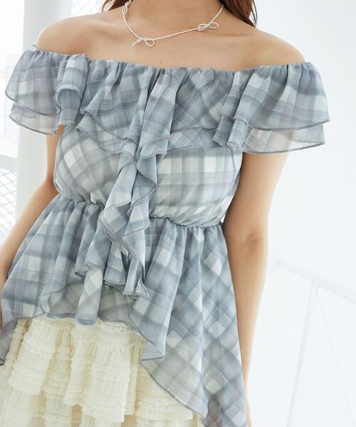 MAJESTIC LEGON（マジェスティックレゴン）の「フリルビスチェ（キャミソール・レディース・ブルー系その他5/アイボリー/ブラック・MEDIUM）」の18枚目の写真