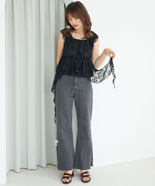 MAJESTIC LEGON（マジェスティックレゴン）の「フリルビスチェ（キャミソール・レディース・ブルー系その他5/アイボリー/ブラック・MEDIUM）」の19枚目の写真