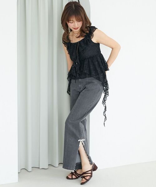 MAJESTIC LEGON（マジェスティックレゴン）の「フリルビスチェ（キャミソール・レディース・ブルー系その他5/アイボリー/ブラック・MEDIUM）」の20枚目の写真