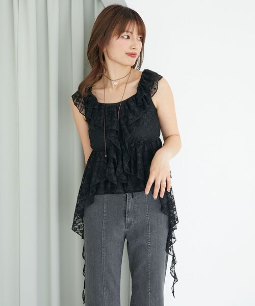 MAJESTIC LEGON（マジェスティックレゴン）の「フリルビスチェ（キャミソール・レディース・ブルー系その他5/アイボリー/ブラック・MEDIUM）」の22枚目の写真