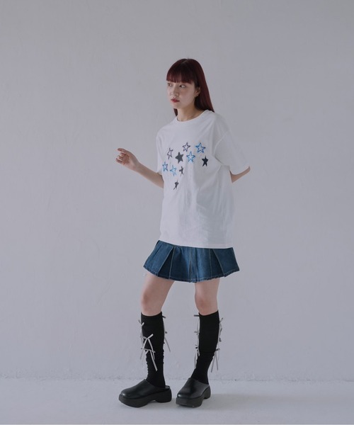 Uenui（ウニュイ）の「【 cunii 】 ステッチスター刺繍Tシャツ（Tシャツ/カットソー・レディース・ホワイト・FREE）」の8枚目の写真