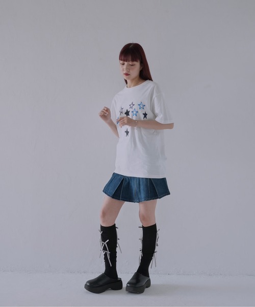 Uenui（ウニュイ）の「【 cunii 】 ステッチスター刺繍Tシャツ（Tシャツ/カットソー・レディース・ホワイト・FREE）」の9枚目の写真