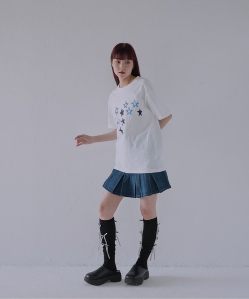 Uenui（ウニュイ）の「【 cunii 】 ステッチスター刺繍Tシャツ（Tシャツ/カットソー・レディース・ホワイト・FREE）」の10枚目の写真