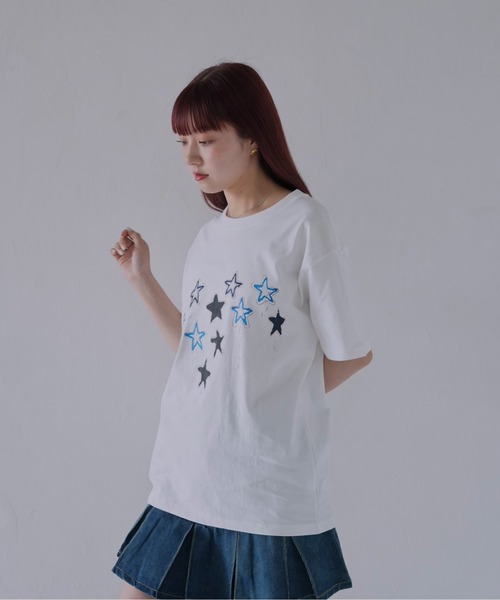 Uenui（ウニュイ）の「【 cunii 】 ステッチスター刺繍Tシャツ（Tシャツ/カットソー・レディース・ホワイト・FREE）」の12枚目の写真