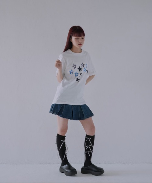 Uenui（ウニュイ）の「【 cunii 】 ステッチスター刺繍Tシャツ（Tシャツ/カットソー・レディース・ホワイト・FREE）」の18枚目の写真