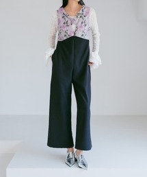 Cross Neck Jacquard Jumpsuits/クロスネックジャガードジャンプスーツ