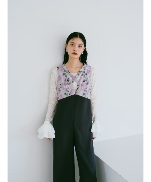 sahara（サハラ）の「Cross Neck Jacquard Jumpsuits/クロスネック