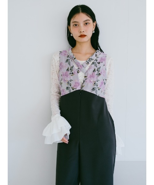 sahara（サハラ）の「Cross Neck Jacquard Jumpsuits/クロスネック