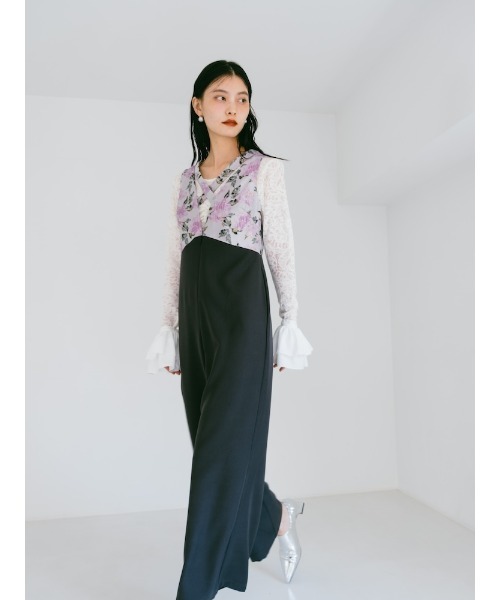 sahara(サハラ)の「Cross Neck Jacquard Jumpsuits/クロスネックジャガードジャンプスーツ(つなぎ/オールインワン・レディース・ブラック/グレー・FREE)」の19枚目の写真