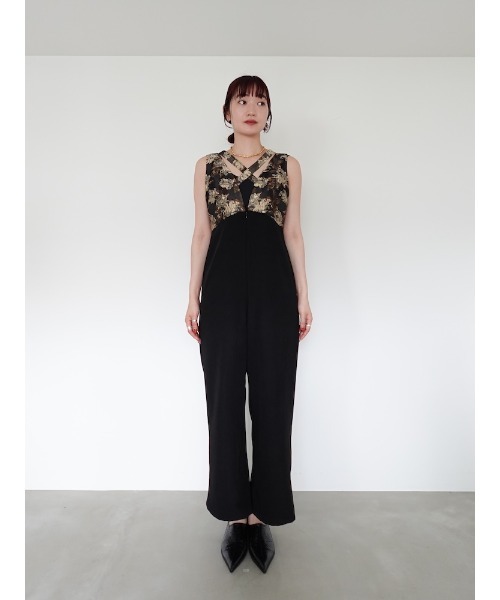 sahara（サハラ）の「Cross Neck Jacquard Jumpsuits/クロスネック