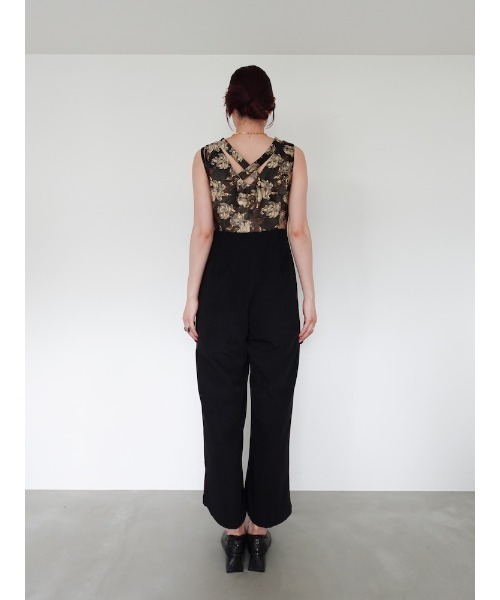 sahara(サハラ)の「Cross Neck Jacquard Jumpsuits/クロスネックジャガードジャンプスーツ(つなぎ/オールインワン・レディース・ブラック/グレー・FREE)」の10枚目の写真