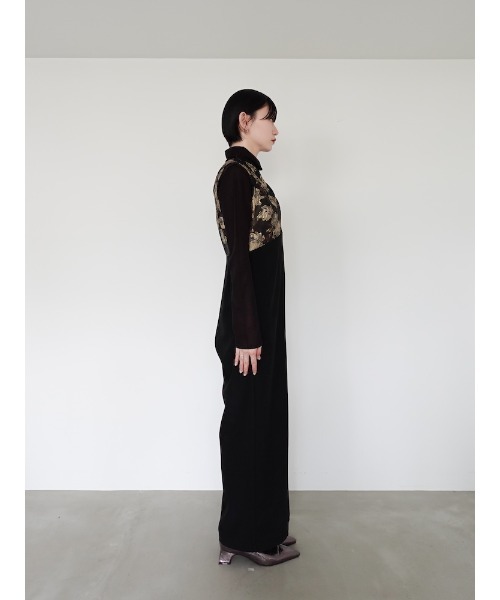 sahara クロスネックジャガードドレス Cross Neck Jacquard Jumpsuits