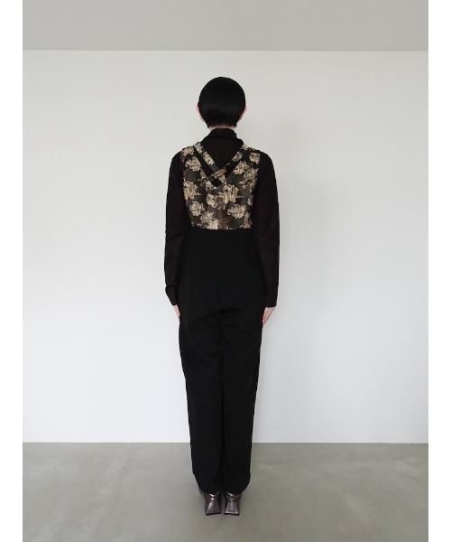 Cross Neck Jacquard Jumpsuits/クロスネックジャガードジャンプ